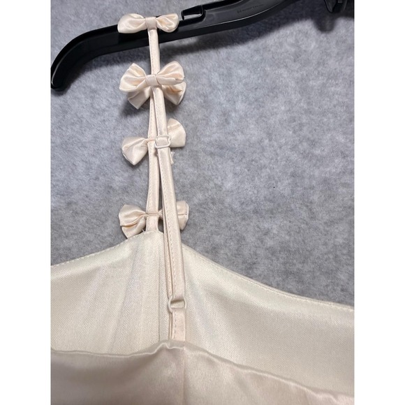 Women's Beige Color Dress With Bow On Straps Size medium - Picture 6 of 13